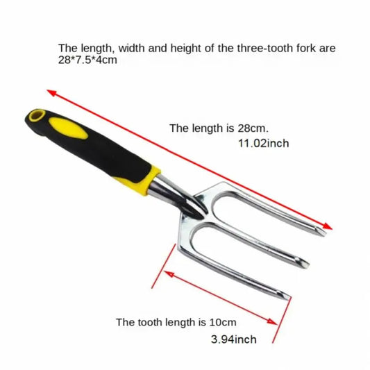 Premium Aluminum Alloy Three-Tooth Garden Rake – Durable Three-Claw Tool for Soil Cultivation & Weed Removal